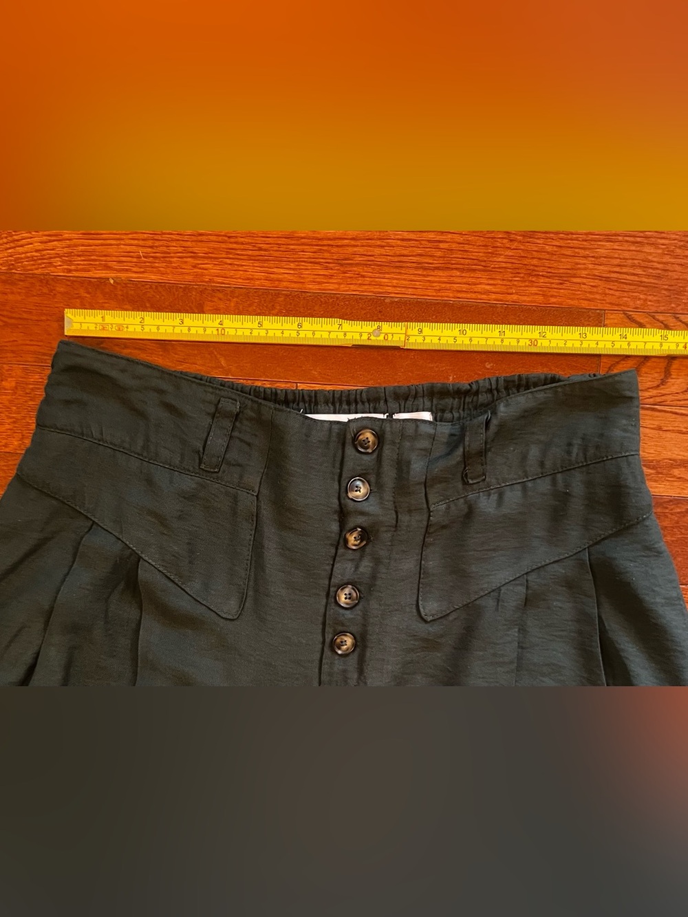 Anthropologie Wide-Leg High-Waist Button Front Pants in Deep Teal - Picture 7 of 13